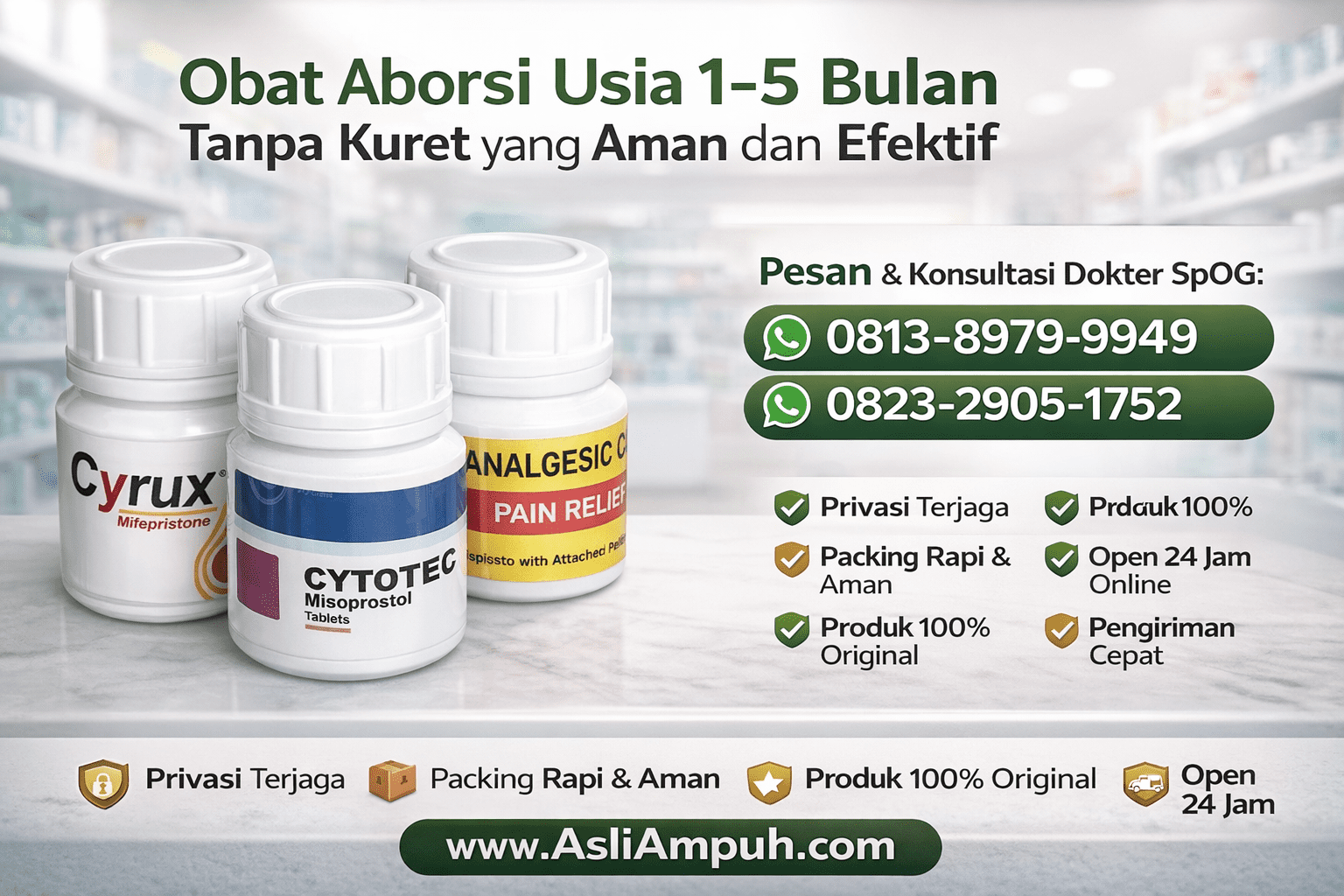 Obat Aborsi Usia 1-5 Bulan Tanpa Kuret yang Aman dan Efektif