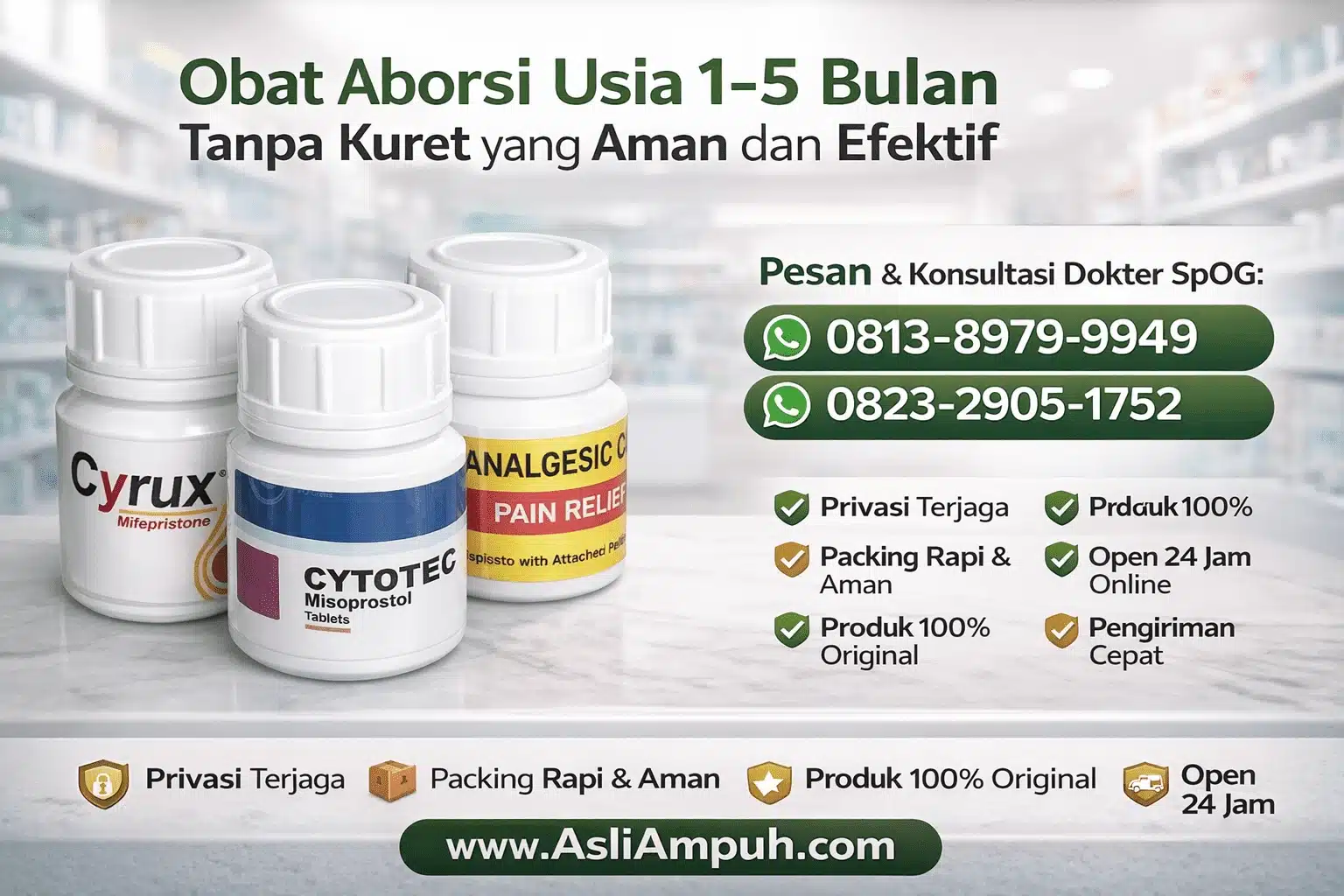 Obat Aborsi Usia 1-5 Bulan Tanpa Kuret yang Aman dan Efektif